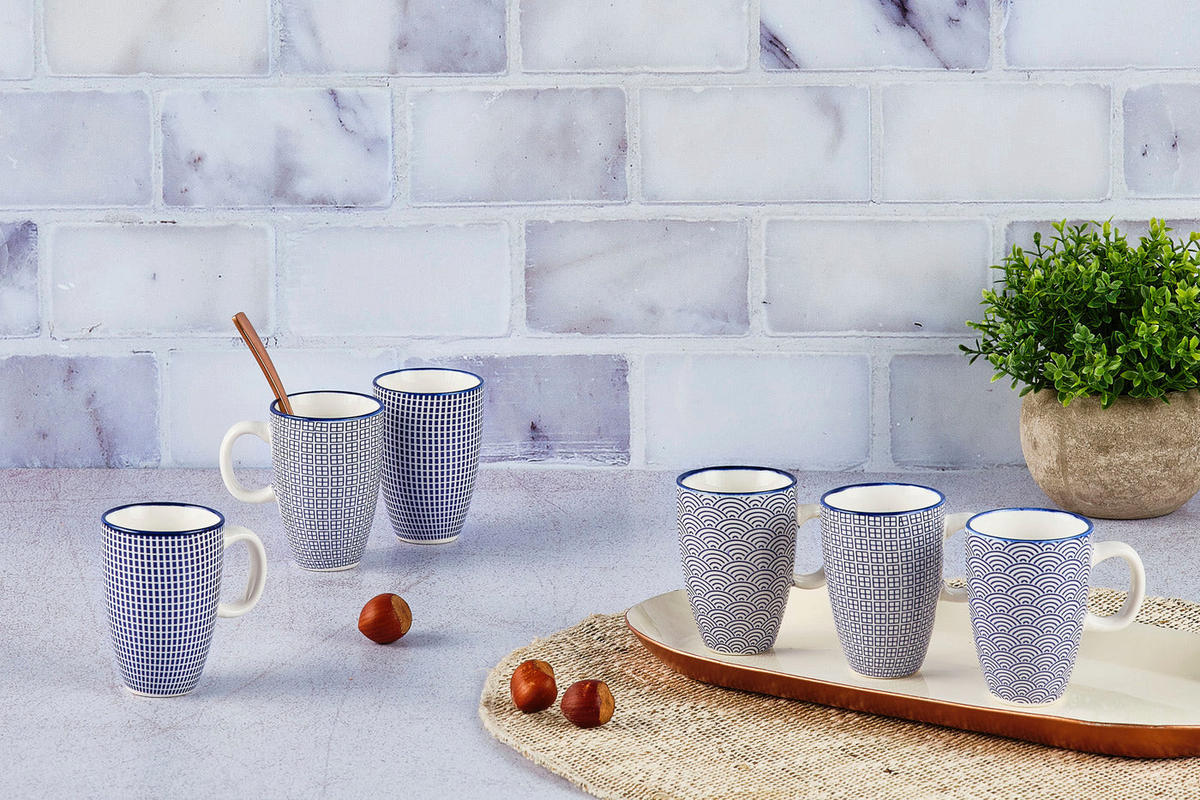 TASSEN Pattern 90ml - 6er-Set - Dunkelblau - Blau, Keramik (0.09L) - Björn