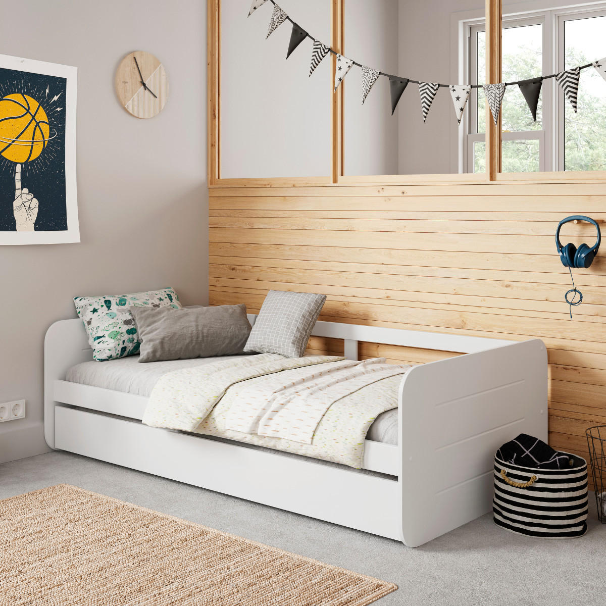 SCHUBLADENBETTEN 90x190 cm 105/195,2/60 cm - Weiß, Holz - Calicosy