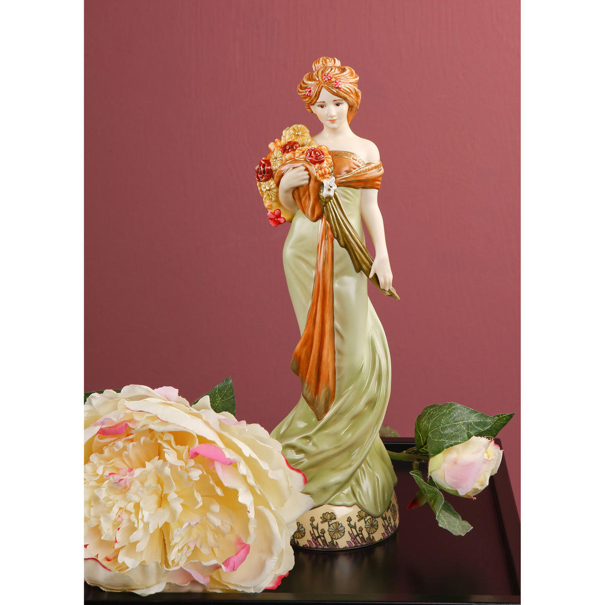 DEKOFIGUR Alphonse Mucha - Frühling 1900, Porzellan, Bunt, Limited Edition, 32.5 cm - Multicolor, Keramik (9.5/32.5/10cm) - Goebel