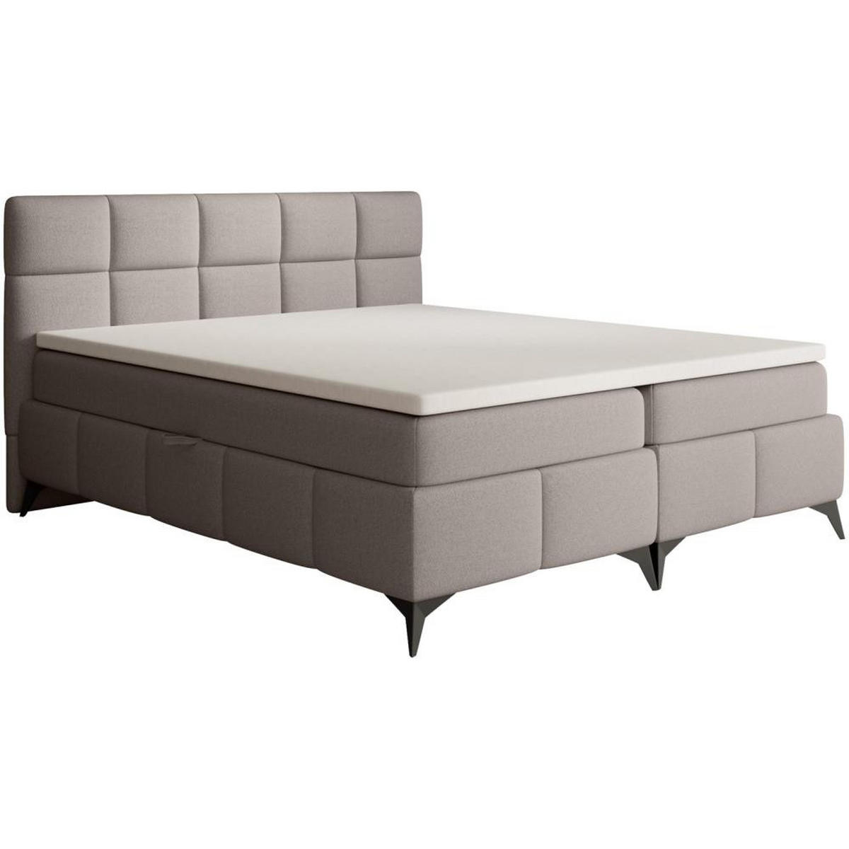 BOXBETT Solido mit Bettkasten 180x200 cm hellbraun - Hellbraun/Schwarz, Textil/Metall (180/200cm) - Beautysofa