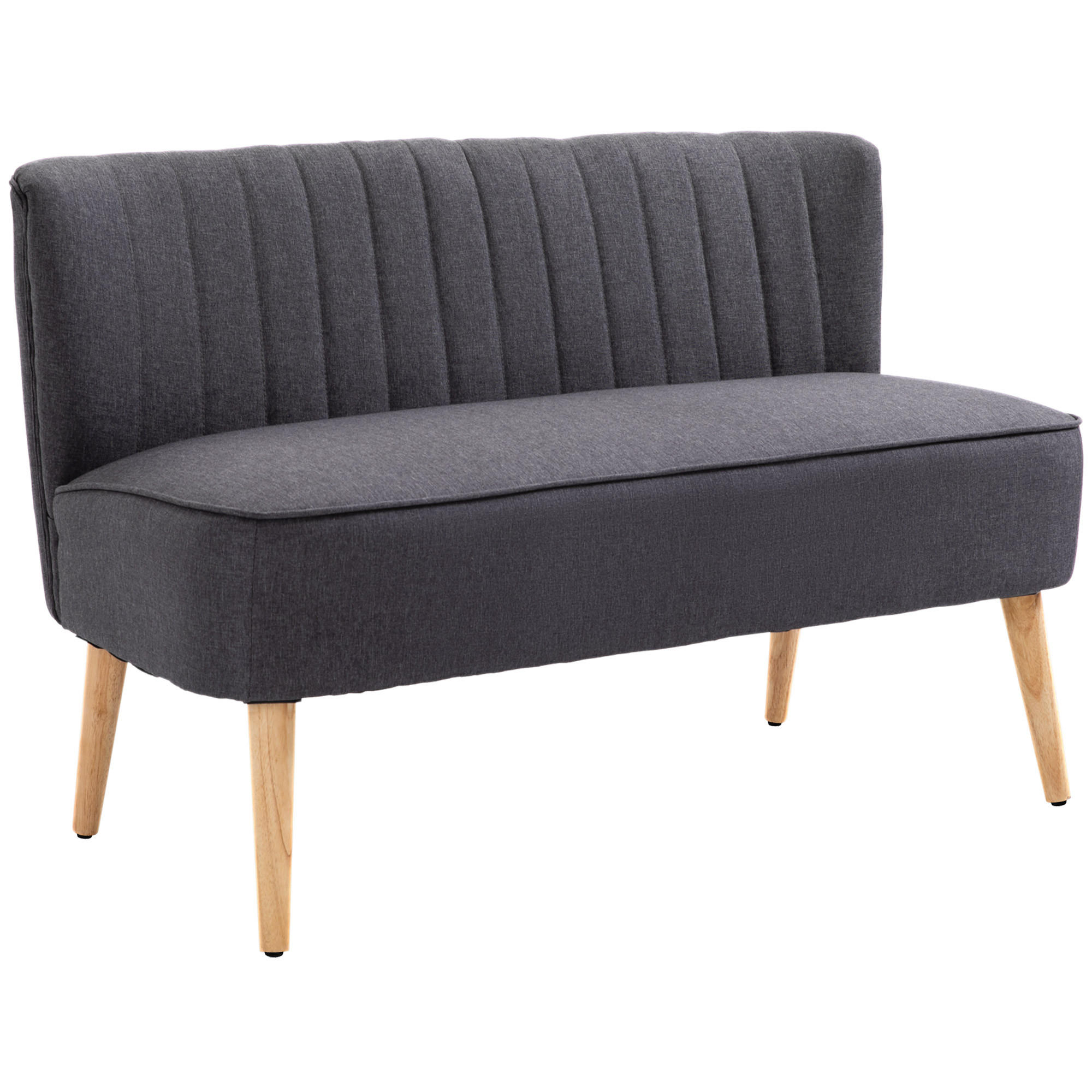 SOFA 2-Sitzer Couch Stoffsofa Sitzmöbel Polstersofa Loungesofa breit Dunkelgrau - Dunkelgrau/Naturfarben, Holz/Textil (56.5/77/117cm) - HOMCOM