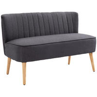 SOFA 2-Sitzer Couch Stoffsofa Sitzmöbel Polstersofa Loungesofa breit Dunkelgrau - Dunkelgrau/Naturfarben, Holz/Textil (56.5/77/117cm) - HOMCOM