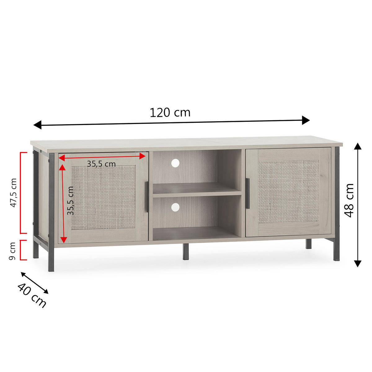 TV-ELEMENT Cruz 2 Türen Eiche farbe - Honigeiche, Holzwerkstoff (120/48/40cm) - VS Venta-stock