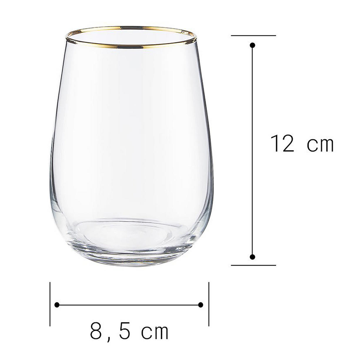 TRINKGLAS (6er Set) Touch Of Gold - Transparent, Glas (0.59L) - Butlers