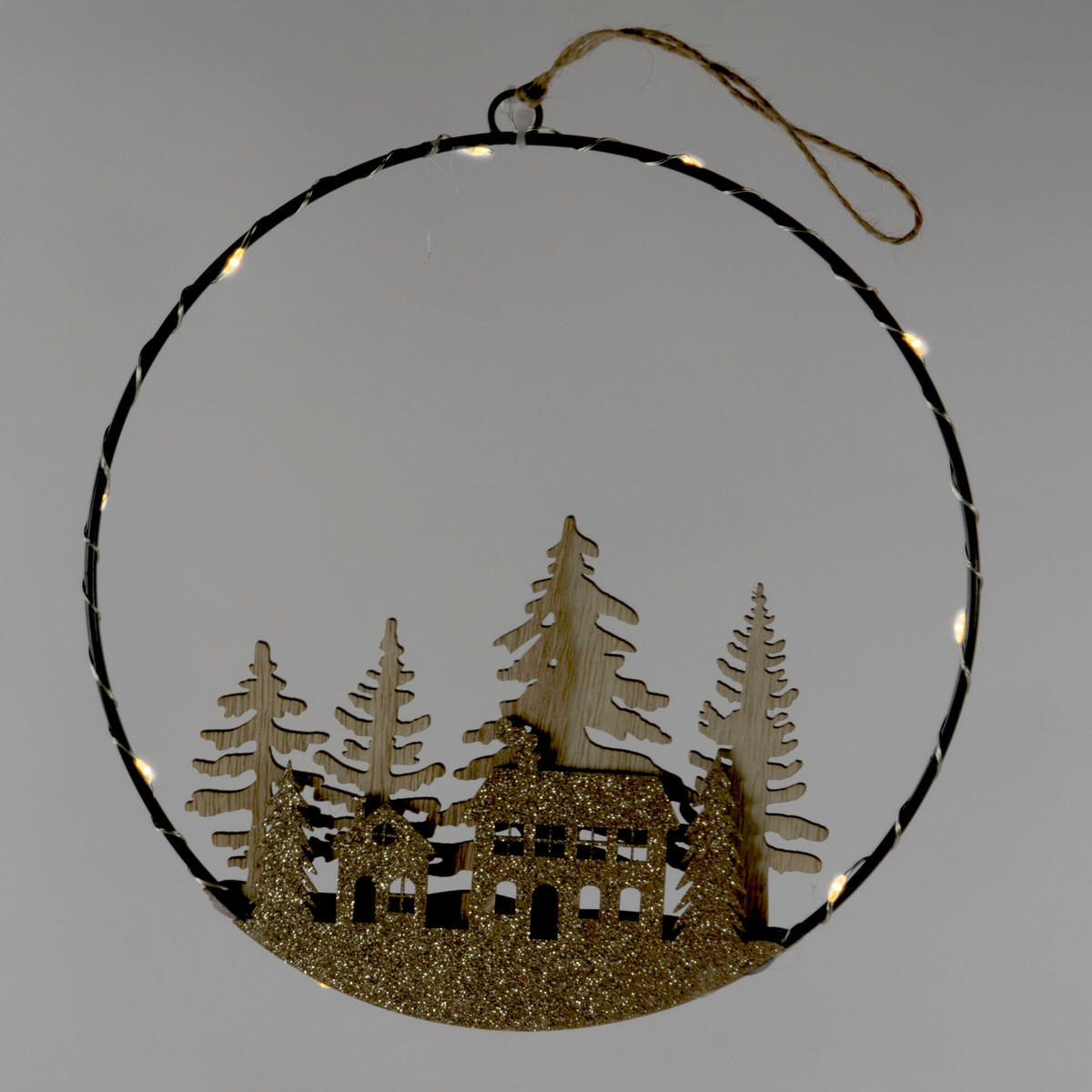 WEIHNACHTSDEKORATION LED zum Aufhängen Ø 20 cm - Beige, Holz (1/20/20cm) - Home Styling Collection