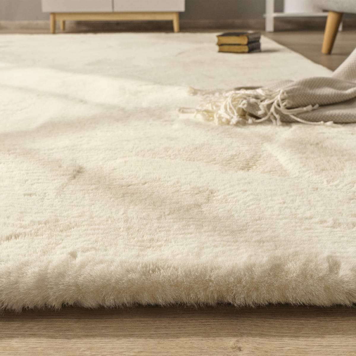 HOCHFLORTEPPICH 120/120 cm Rabbit Deluxe 860 - Creme, Kunststoff (120/120cm) - Paco Home