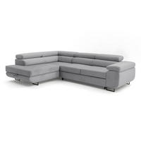 ECKSOFA Velmo mit Bettkasten und Schlaffunktion, verstellbaren Kopfstützen, in L-Form - Hellgrau, Textil (275/203cm)