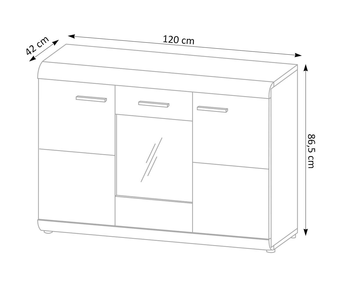 KOMMODE Link E eiche sonoma 120 / 42 / 86 cm - Braun/Sonoma Eiche, Holz/Holzwerkstoff (120/86/42cm) - Feldmann-Wohnen