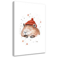 LEINWANDBILD Lein Schlafender Capybara 80x120cm - Multicolor, Textil (80/120cm) - Feeby