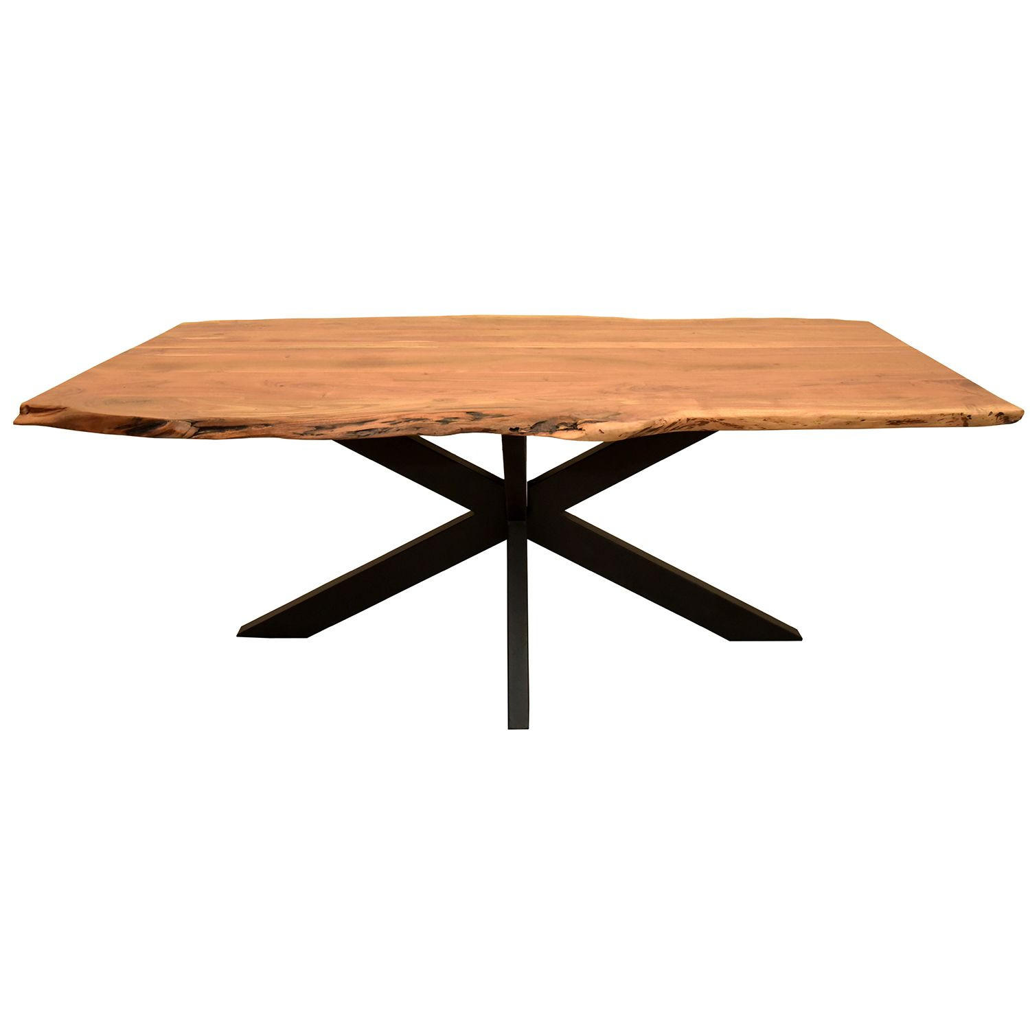 BAUMKANTENTISCH Catania - 160 x 90 cm - Akazienholz - Gestell Kreuz-Form - Schwarz/Braun, Holz/Metall (160/90/76cm) - bene living