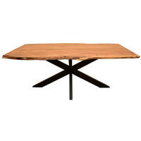 BAUMKANTENTISCH Catania - 160 x 90 cm - Akazienholz - Gestell Kreuz-Form - Schwarz/Braun, Holz/Metall (160/90/76cm) - bene living