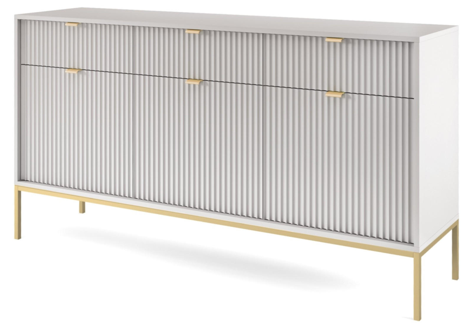 KOMMODE Kioto KSZ154 in Grau - Goldfarben/Grau, Holzwerkstoff/Metall (154/83/39cm) - Ravio