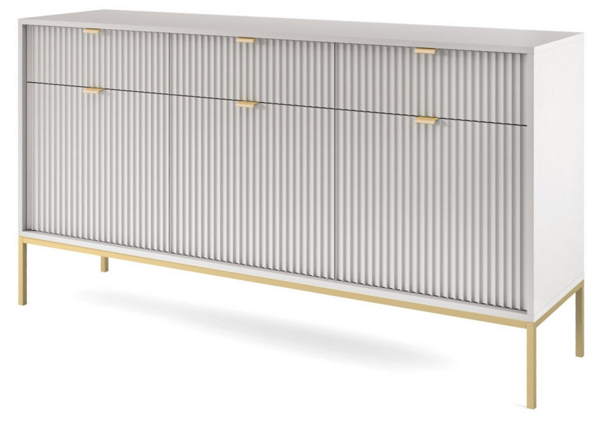 KOMMODE Kioto KSZ154 in Grau - Goldfarben/Grau, Holzwerkstoff/Metall (154/83/39cm) - Ravio