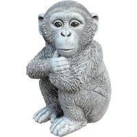 STEINFIGUR Schimpanse Affe frostfest Steinguss Gartenfigur - Grau, Stein (18/30/17cm) - stoneandstyle
