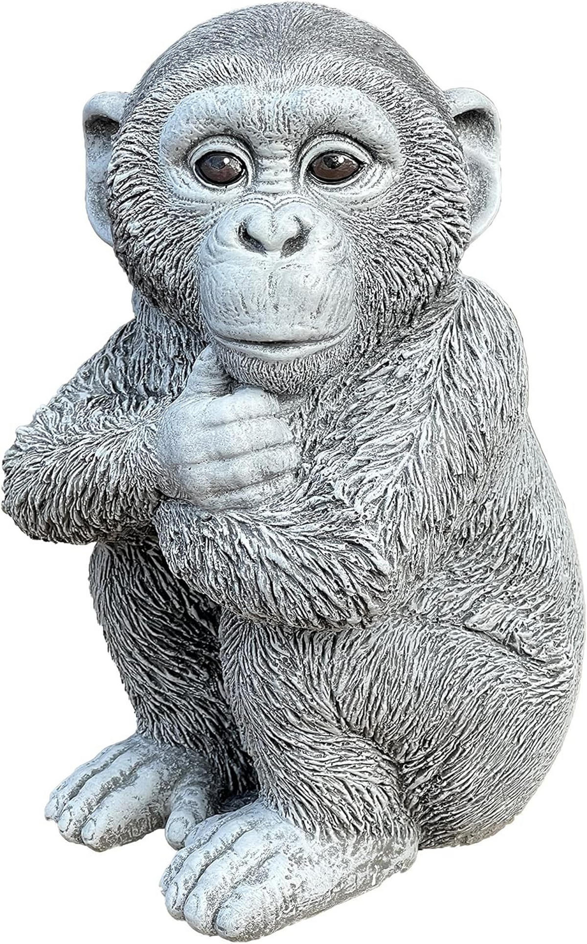 STEINFIGUR Schimpanse Affe frostfest Steinguss Gartenfigur - Grau, Stein (18/30/17cm) - stoneandstyle