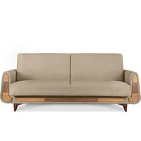3-SITZER-SCHLAFSOFA GUSTAVO mit Armlehnen, hellbeige - Beige/Braun, Holz/Holzwerkstoff (230/98/98cm) - KONSIMO®