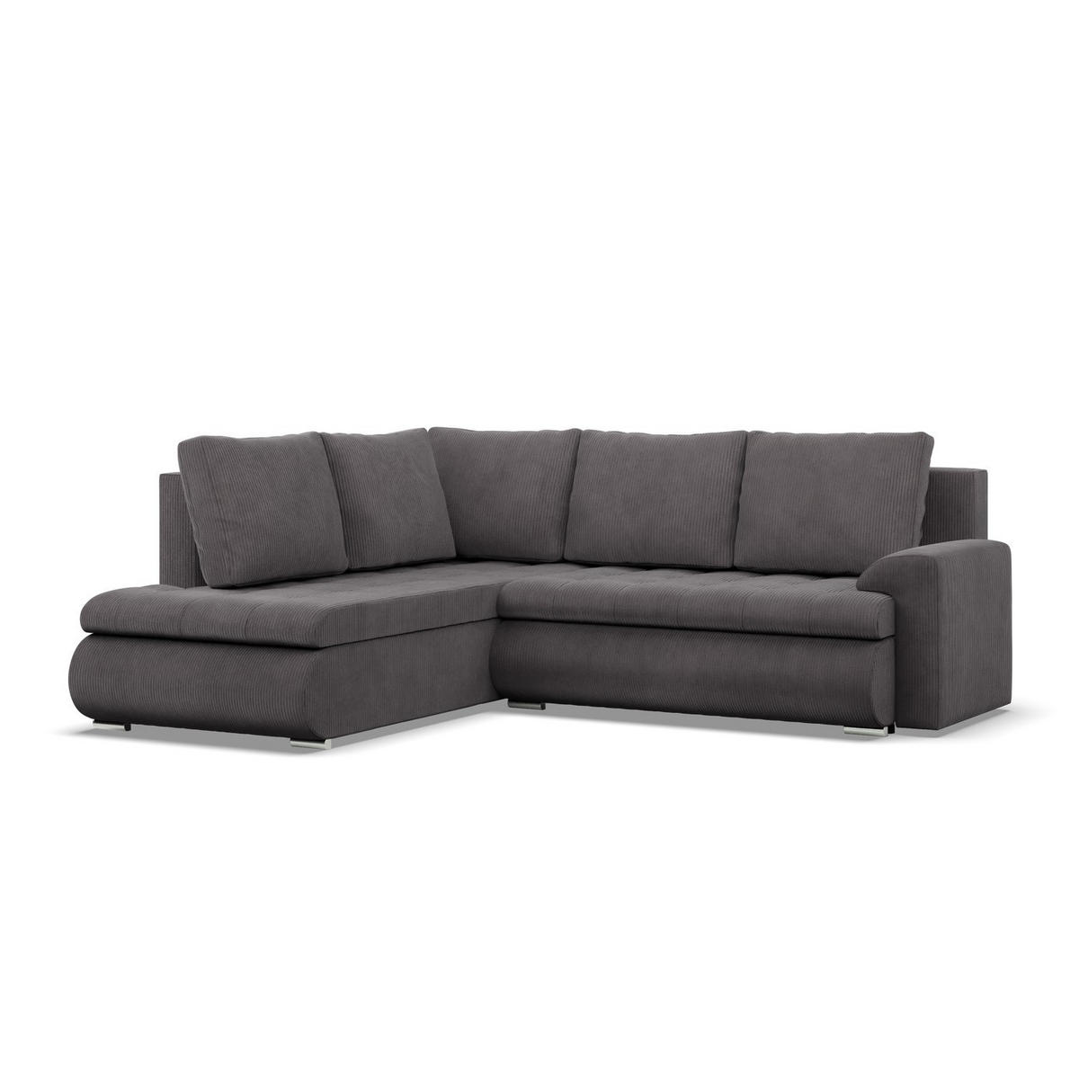 ECKSOFA LINKS MIT SCHLAFFUNKTION FORESTA, Cord - Dunkelgrau - Dunkelgrau, Textil (230/200cm) - Mebligo