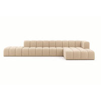 ECKSOFA Mit Hocker GRAND L, Stoff Salvador, Beige, Rechts - Beige, Holz (386/179cm) - Kaiser Möbel