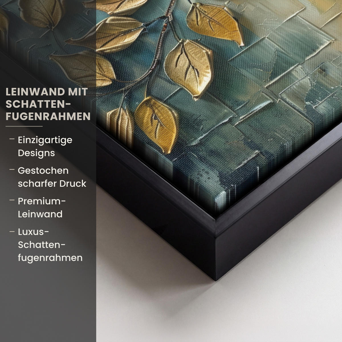 LEINWAND Bilder mit Rahmen - Baum - Abstrakt - Natur - Kunst - 40x30 - Goldfarben, Textil (40/30cm) - MuchoWow
