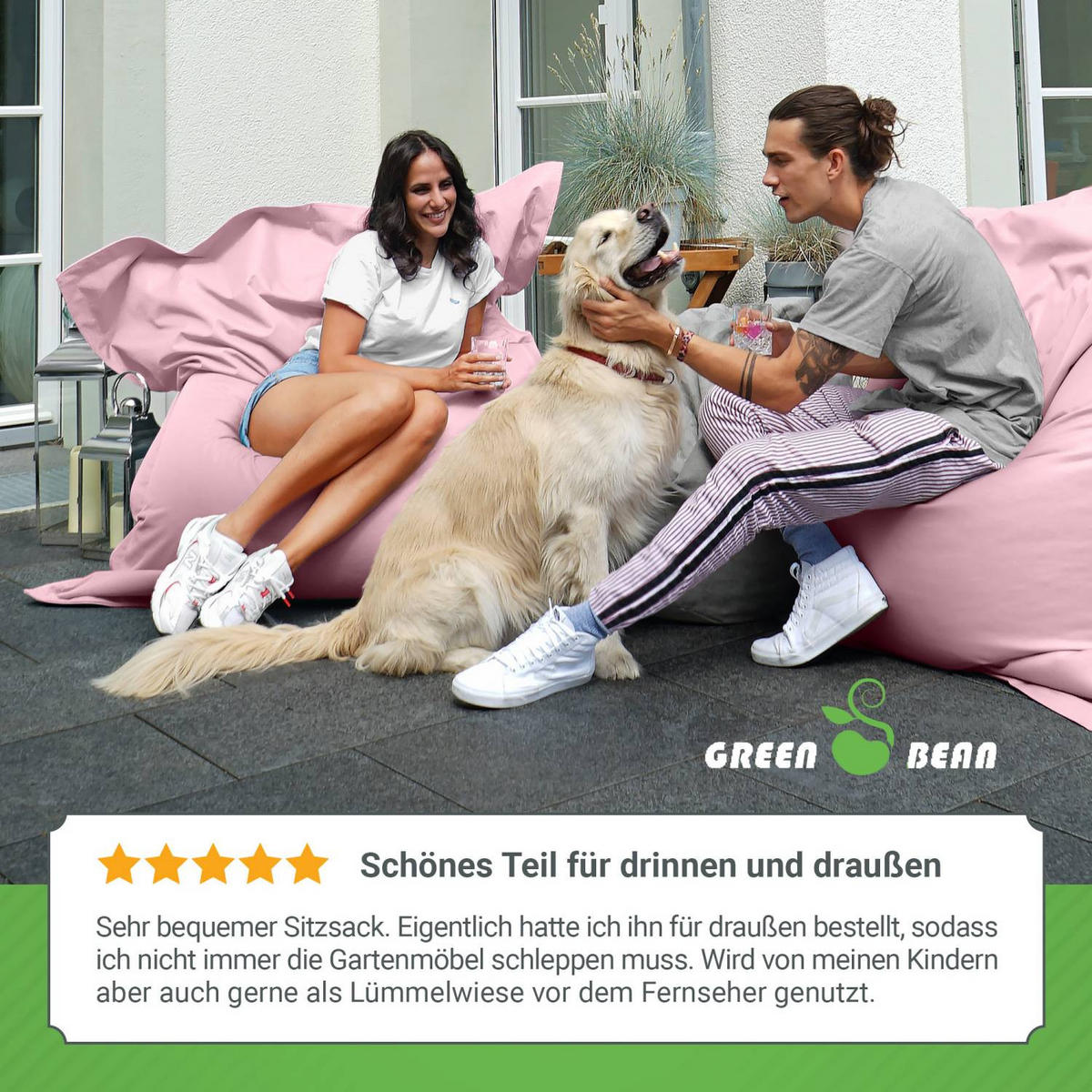 RIESEN-SITZSACK "Square" 140x180cm 380 L - Koralle, Textil (140/25/180cm) - Green Bean