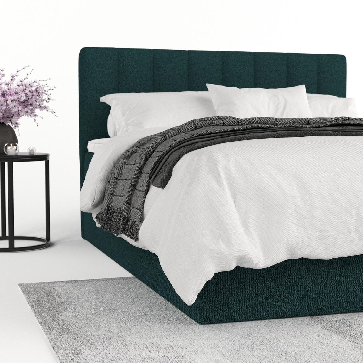 BOXBETT Lusso 180/200 cm Grün im Riva Stoff - Schwarz/Grün, Holz/Holzwerkstoff (180/200cm) - AltaBeds