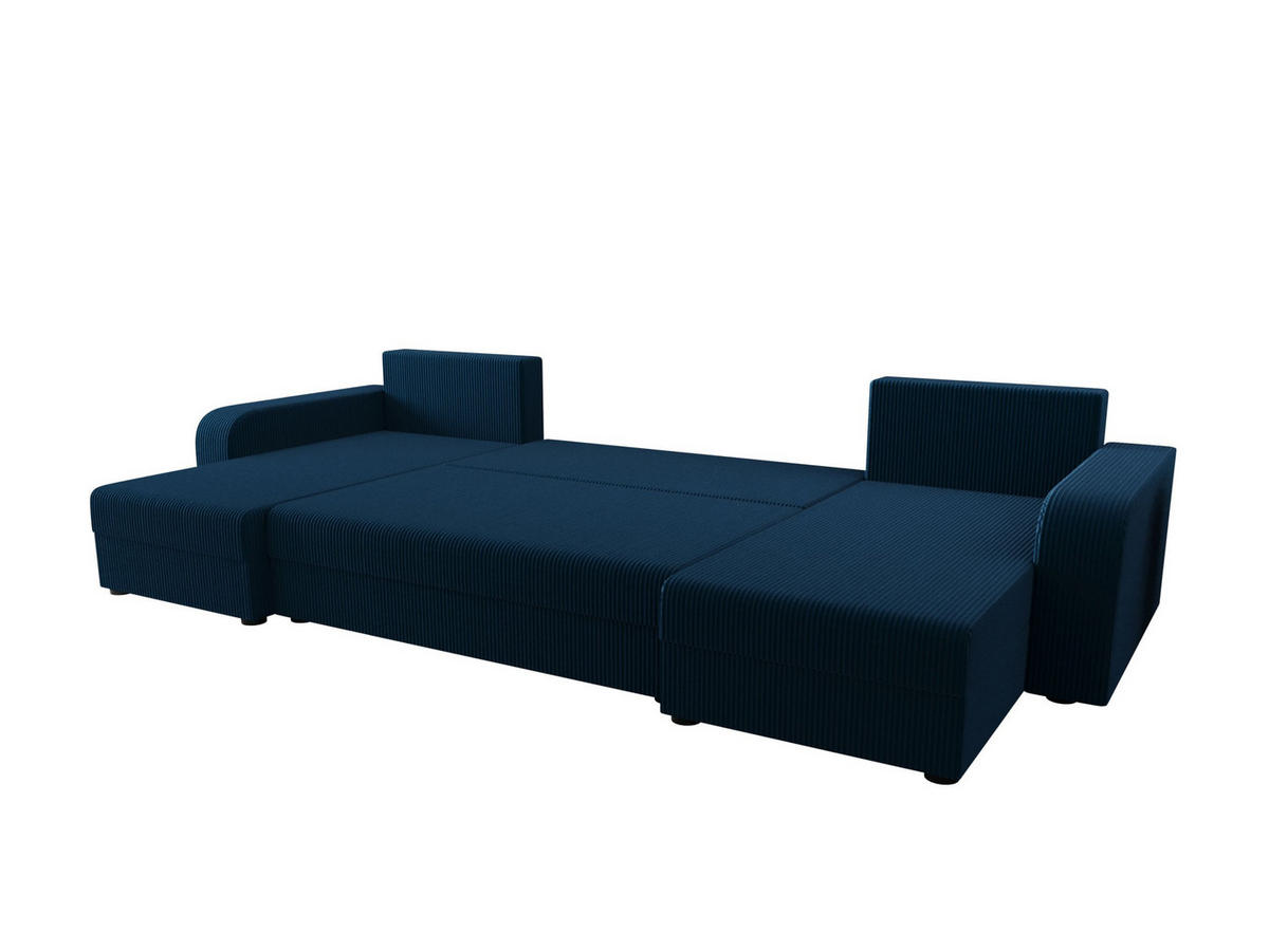 WOHNLANDSCHAFT HEWLET U BIS Zoom 13 mit Schlaffunktion - Dunkelblau, Textil (305/90/140cm) - Bedante