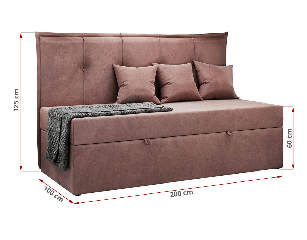 BOXBETT BANCO 90/200 Rosa Velvet hydrophob - H3 - Rosa, Holz/Textil (90/200cm) - MKS