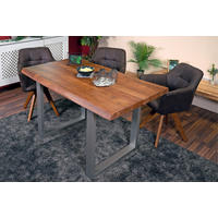 ESSTISCH CALI - Silberfarben/Braun, Holz/Metall (80/140/77cm) - SAM