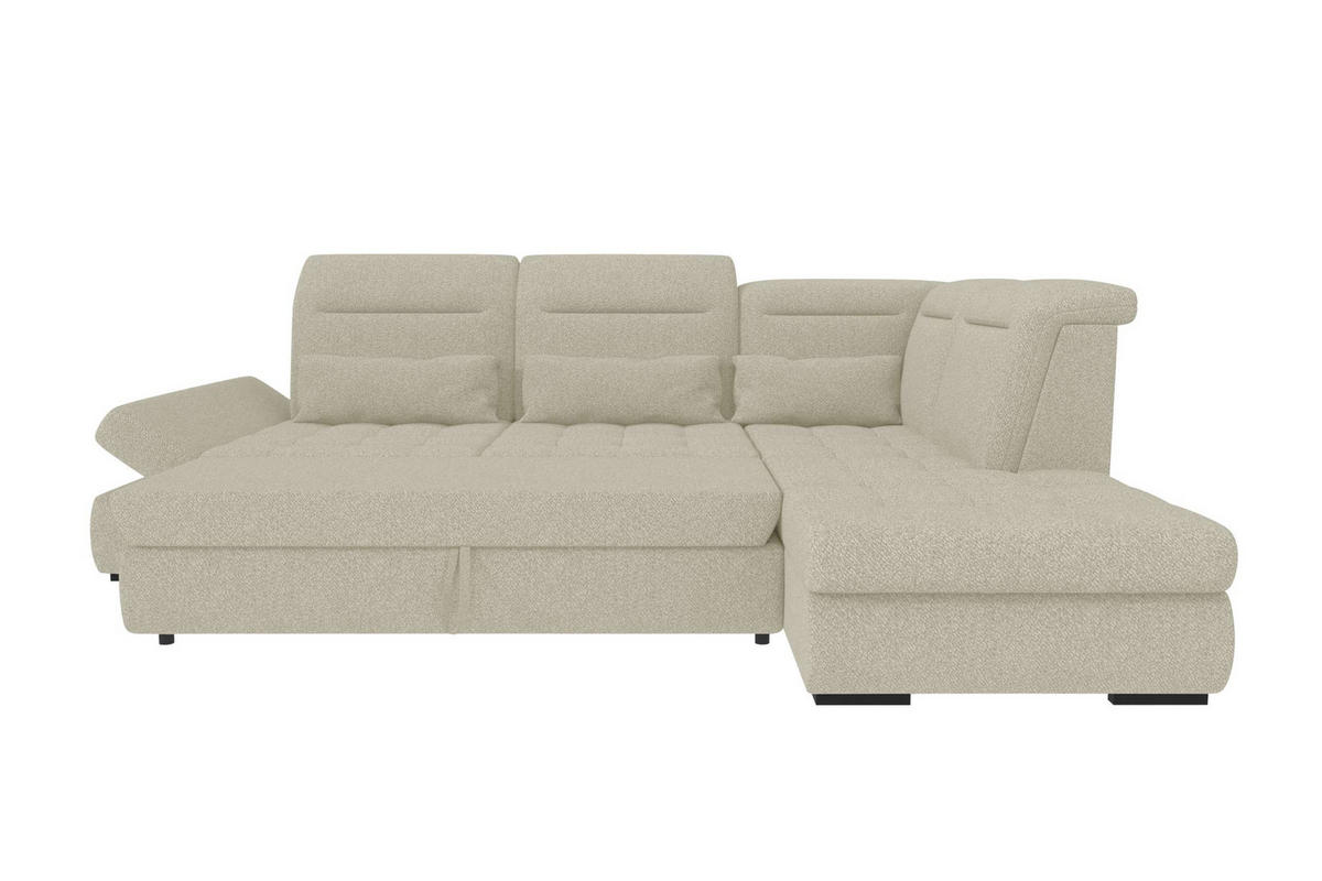 ECKSOFA Toscana Strukturstoff inkl. Schlaffunktion - Hellgrau, Textil (279/227cm) - 99rooms