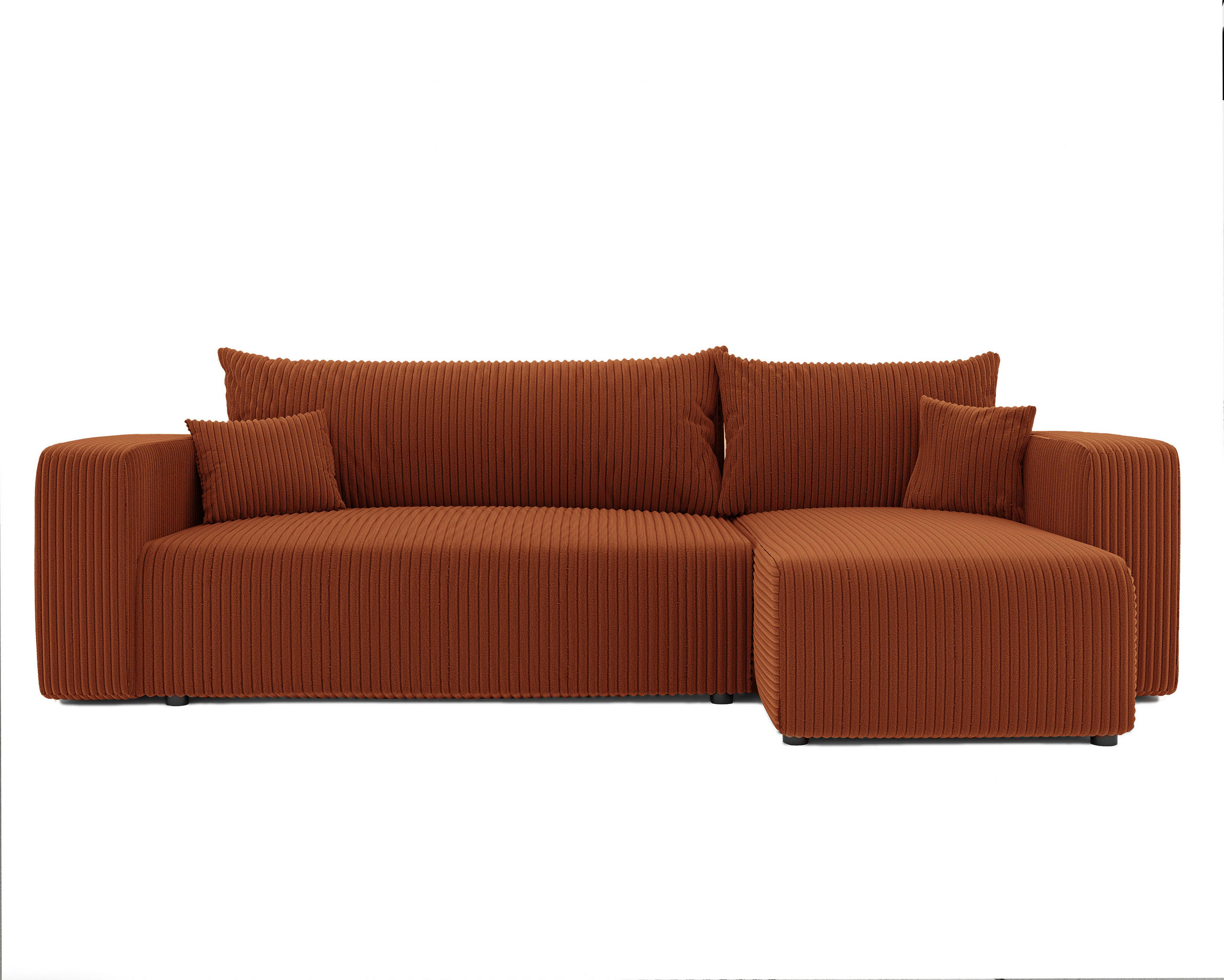 ECKSOFA Ziegelrot Cord-Stoff mit Bettkasten - Rotbraun, Textil (248/145cm) - Idohome