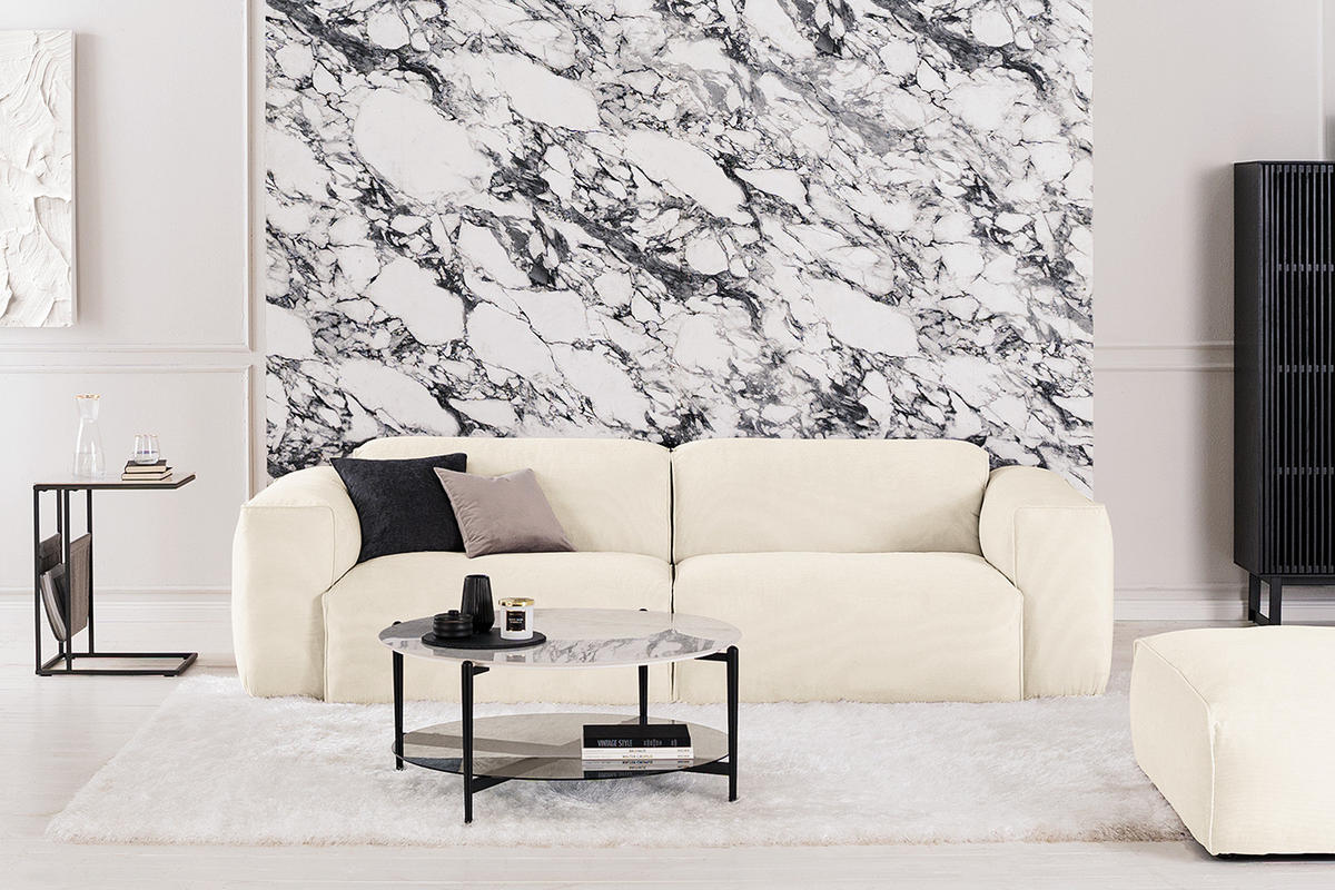 3-SITZER SOFA - Beige/Schwarz, Textil (251/71/102cm) - home24