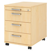 ROLLCONTAINER - 3 Materialschubladen 58/42,8/59 cm in Ahornfarben Chromgriff (Metall) - Ahornfarben, Holzwerkstoff (42.8/59/58cm) - bümö