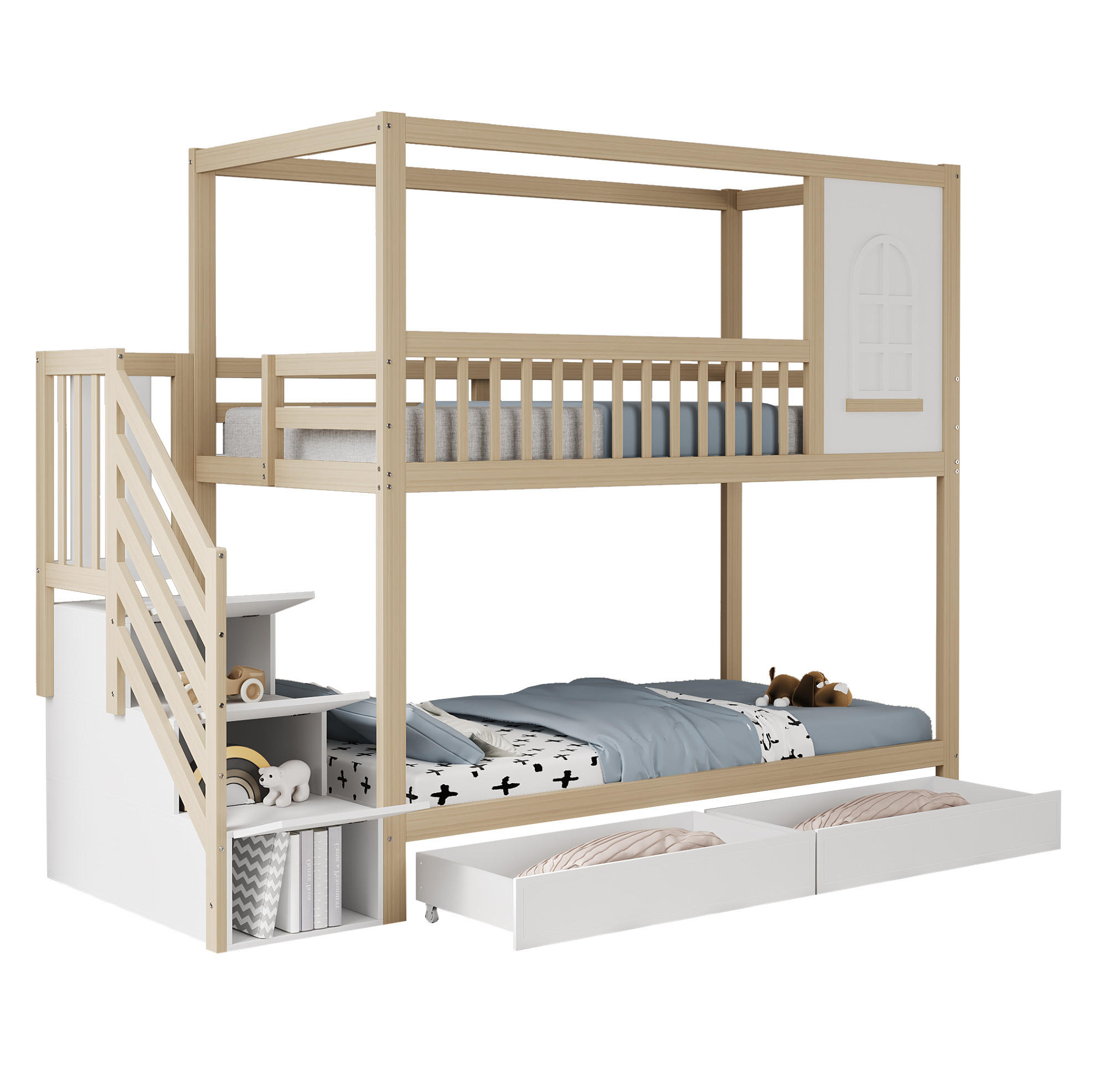 Okmyhome Etagenbett Natur 90x200 cm