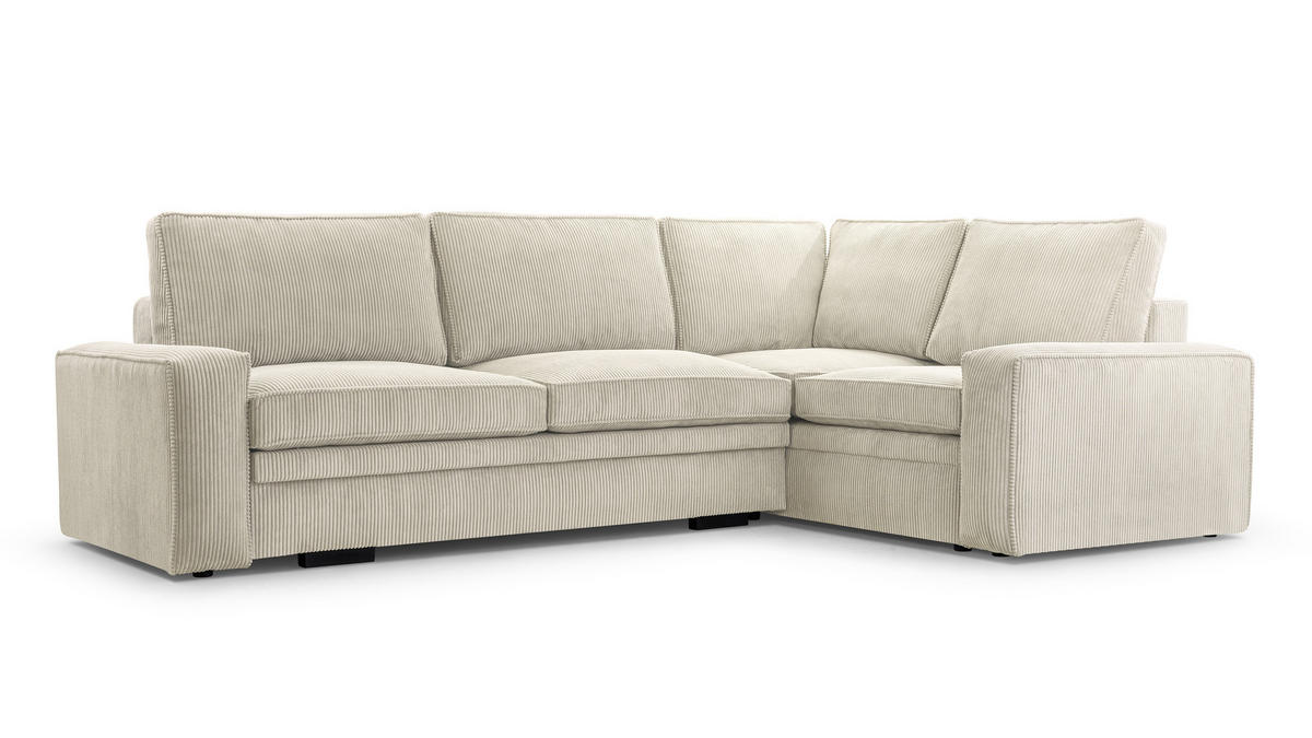 ECKSOFA L Form Treville Beige 296/196/94 cm – Rechts, mit Bettkasten und Schlaffunktion - Beige/Schwarz, Kunststoff/Textil (296/196cm) - AX Living
