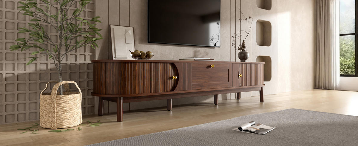 TV-SCHRANK Massivholz Schubladen - Walnussfarben, Holzwerkstoff (170/38/39.5cm)