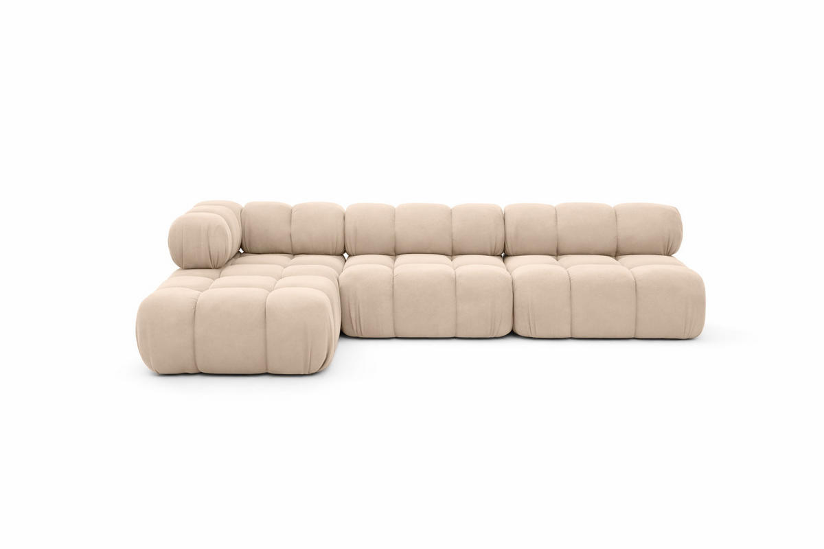 ECKSOFA L-Form Modulare, Veloursstoff Salvador, Beige, Links, Selia - Beige, Holz (285/160cm) - Kaiser Möbel