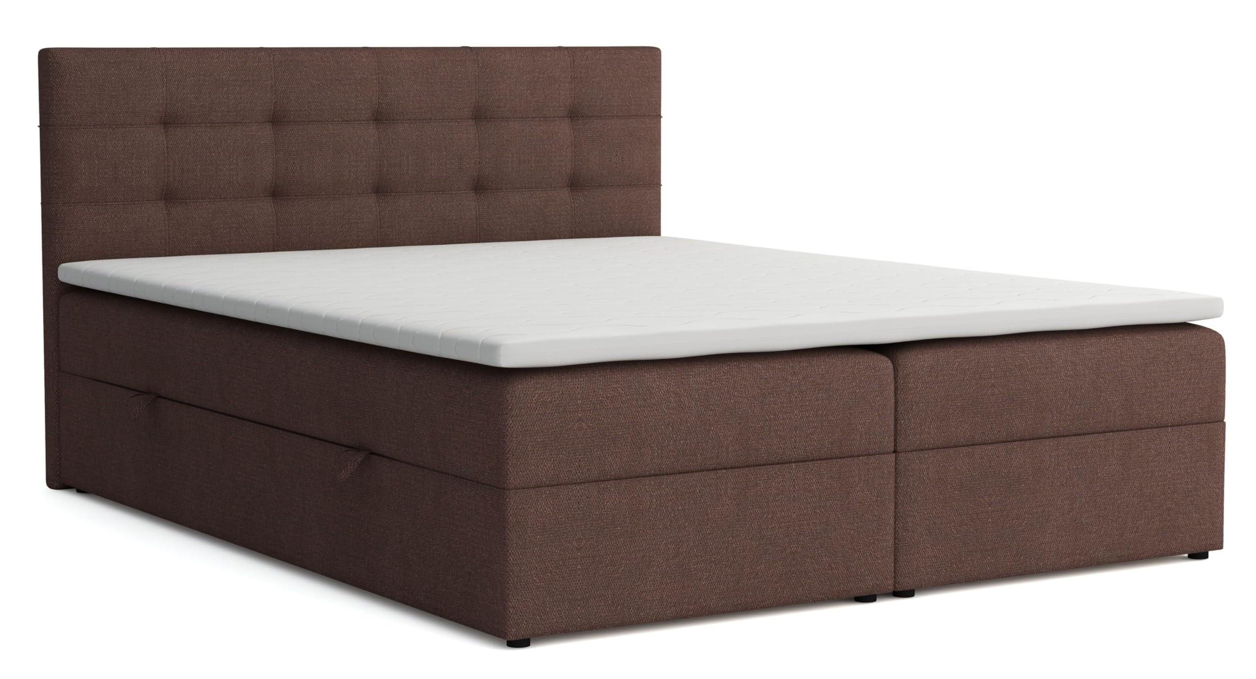 BOXBETT JESSA mit Bettkästen H2/H3 Matratze 140x200cm - Braun, Holzwerkstoff (140/200cm) - VENASI MÖBEL