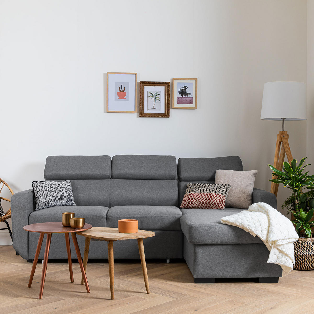 ECKSOFA WARREN Grau 3 Plätze - Grau, Textil (168/236cm) - Happy Garden