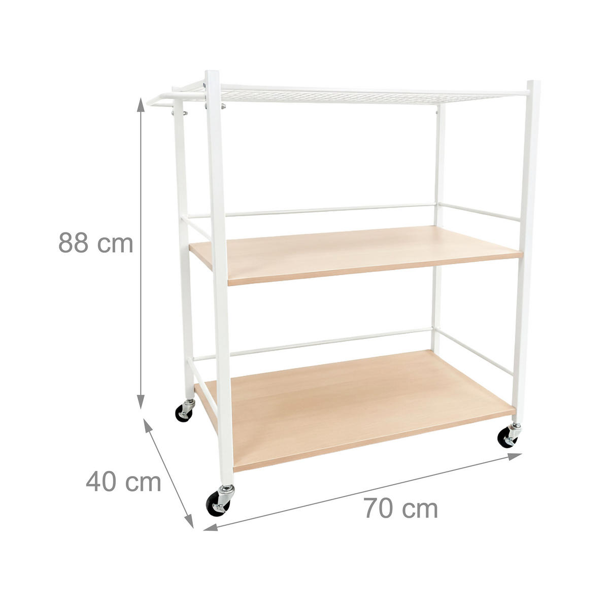 SERVIERWAGEN - Hellbraun, Holzwerkstoff/Kunststoff (70/88/40cm) - Relaxdays