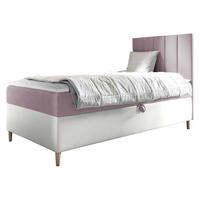 BOXBETT Maja Junior 1, Seite zum Öffnen des Bettkastens: Rechts - H3 - Weiß/Rosa, Holz (100/200cm) - MIRJAN24