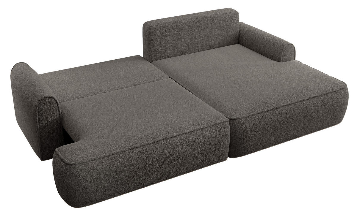 ECKSOFA 250 cm Mareno mit Bettkasten, Schlaffunktion, Rechts, Dunkelgrau - Dunkelgrau, Holz (146/250cm) - Emporius