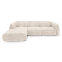 ECKSOFA LINKS Rastervelours Creme 272cm - Creme, Textil (165/272cm) - Sia Home