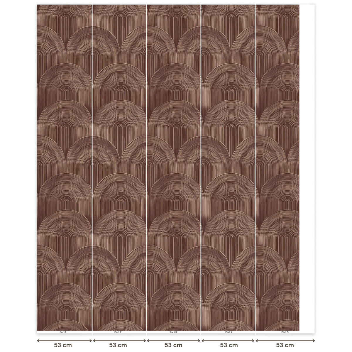 TAPETE - Rhythmic - Aufschlag - Braun - 240x300 cm - Dunkelbraun, Papier (240/300cm) - OnlyWow