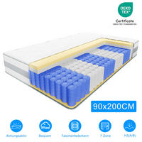 TASCHENFEDERKERNMATRATZE Höhe 25 cm 90×200cm - Weiß, Textil (90/200cm) - CHICASA