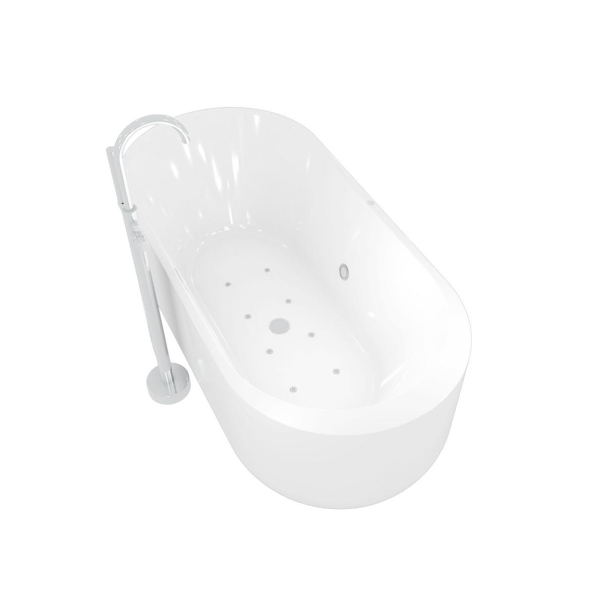 WHIRLPOOL freistehende Badewanne F16 mit AF02 170x80 cm Luftmassage - Weiß, Glas/Kunststoff (80/58/170cm) - AcquaVapore by Sandra Jentho