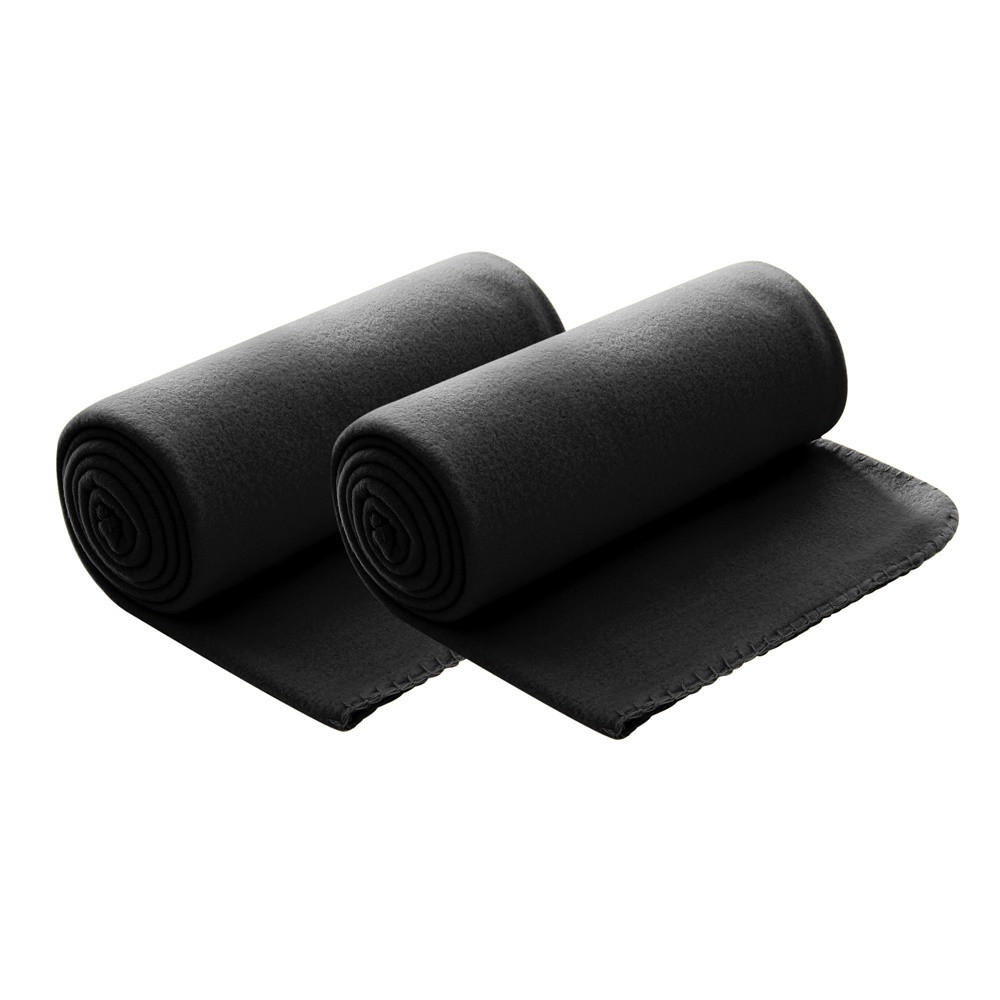 FLEECEDECKE 2er Set schwarz 130/160 cm Kettelrand Anti-Pilling - Schwarz, Textil (130/160cm) - wometo
