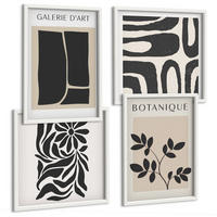 BILDER SET 4er Set - 50x50 cm & 40x60 cm Weißer Rahmen - Abstrakte Pflanzenmuster - Weiß, Kunststoff (50/50cm) - TULUP