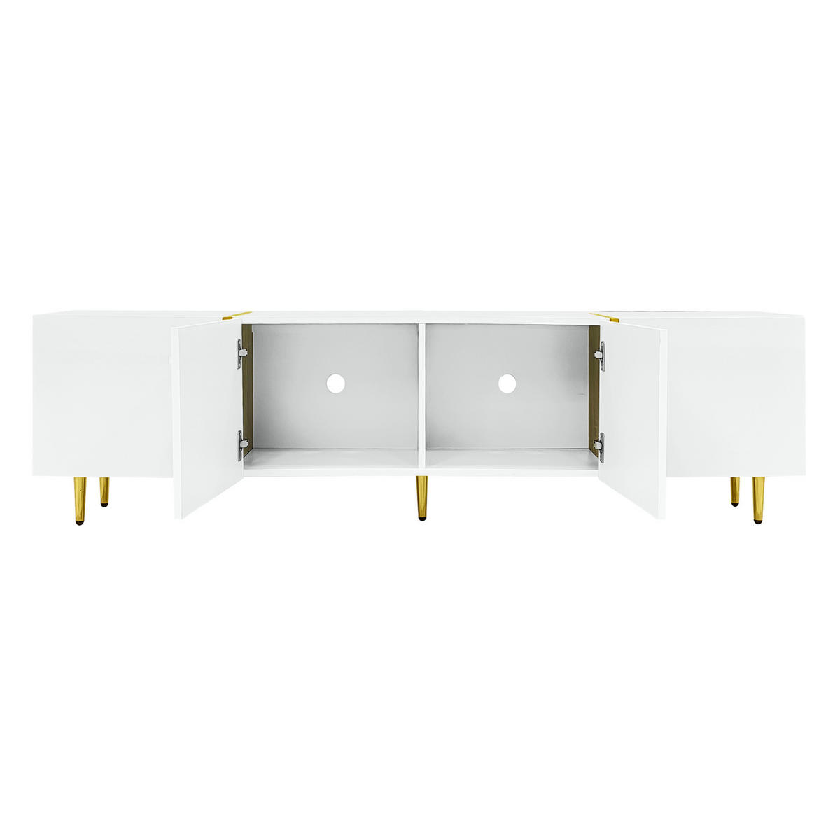 TV-SCHRANK aus MDF 170x35x46 cm Weiß Hochglanz mit 4 Türen und Soft-Close-Scharnieren - Weiß, Holzwerkstoff (170/46/35cm) - Modfu