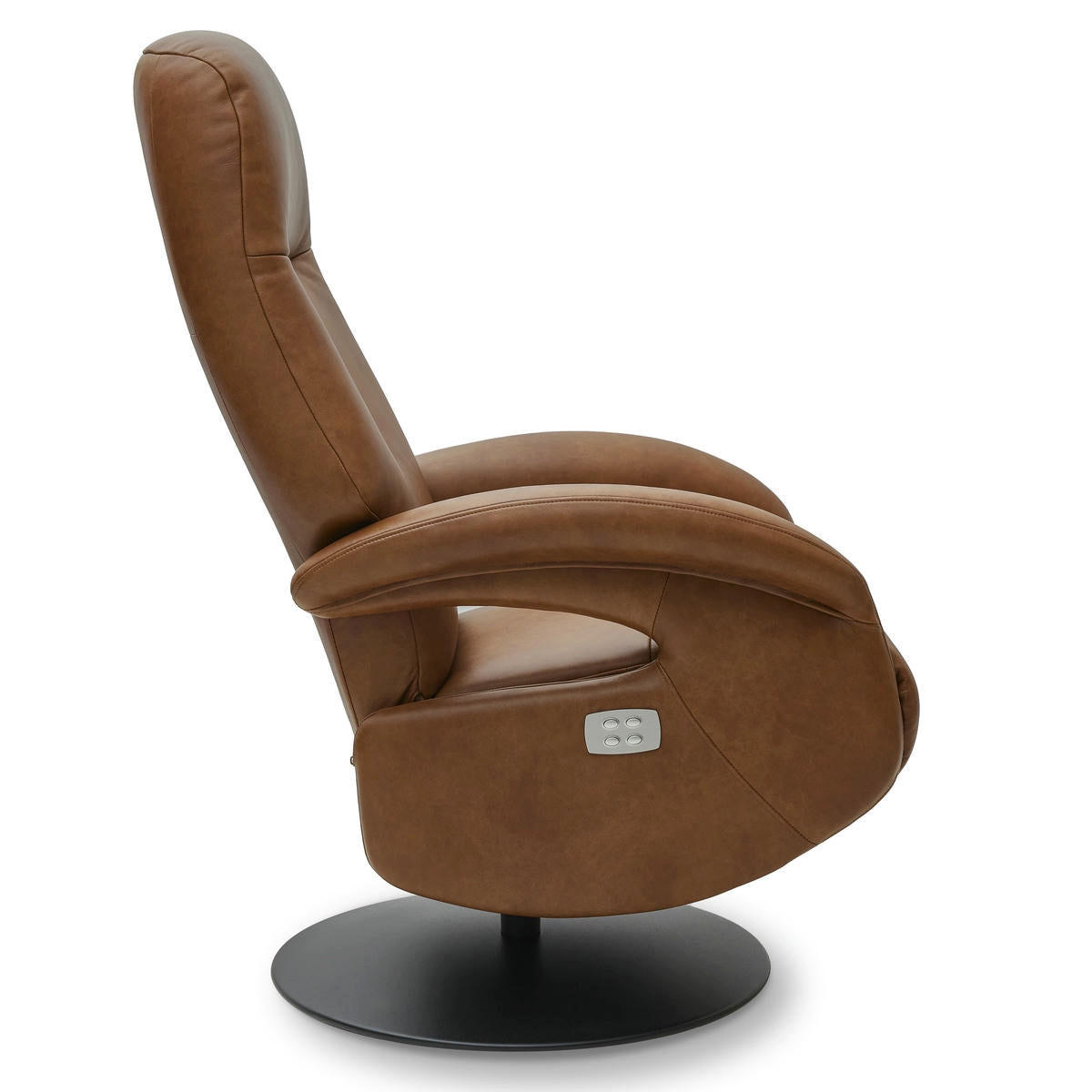 RELAXSESSEL Echtleder Cognac Braun - Schwarz/Braun, Leder/Metall (79/115/85cm) - Furnhouse