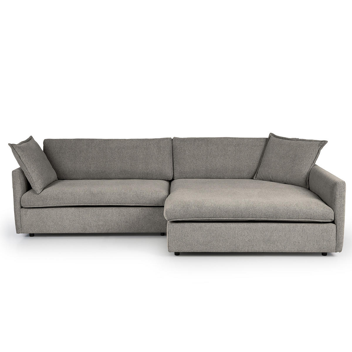 ECKSOFA mit Longchair - Schwarz/Grau, Kunststoff/Textil (290/183cm) - home24